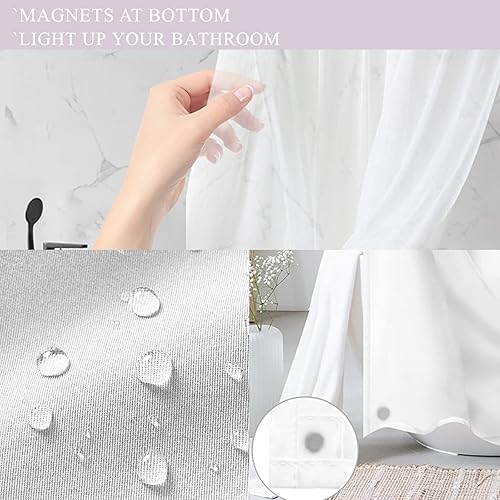 Vista 309 de Tititex - Juego de cortinas de ducha de eucalipto verde oliva, hojas de acuarela en la parte superior con decoración floral de baño, 60 x 72 Hojas