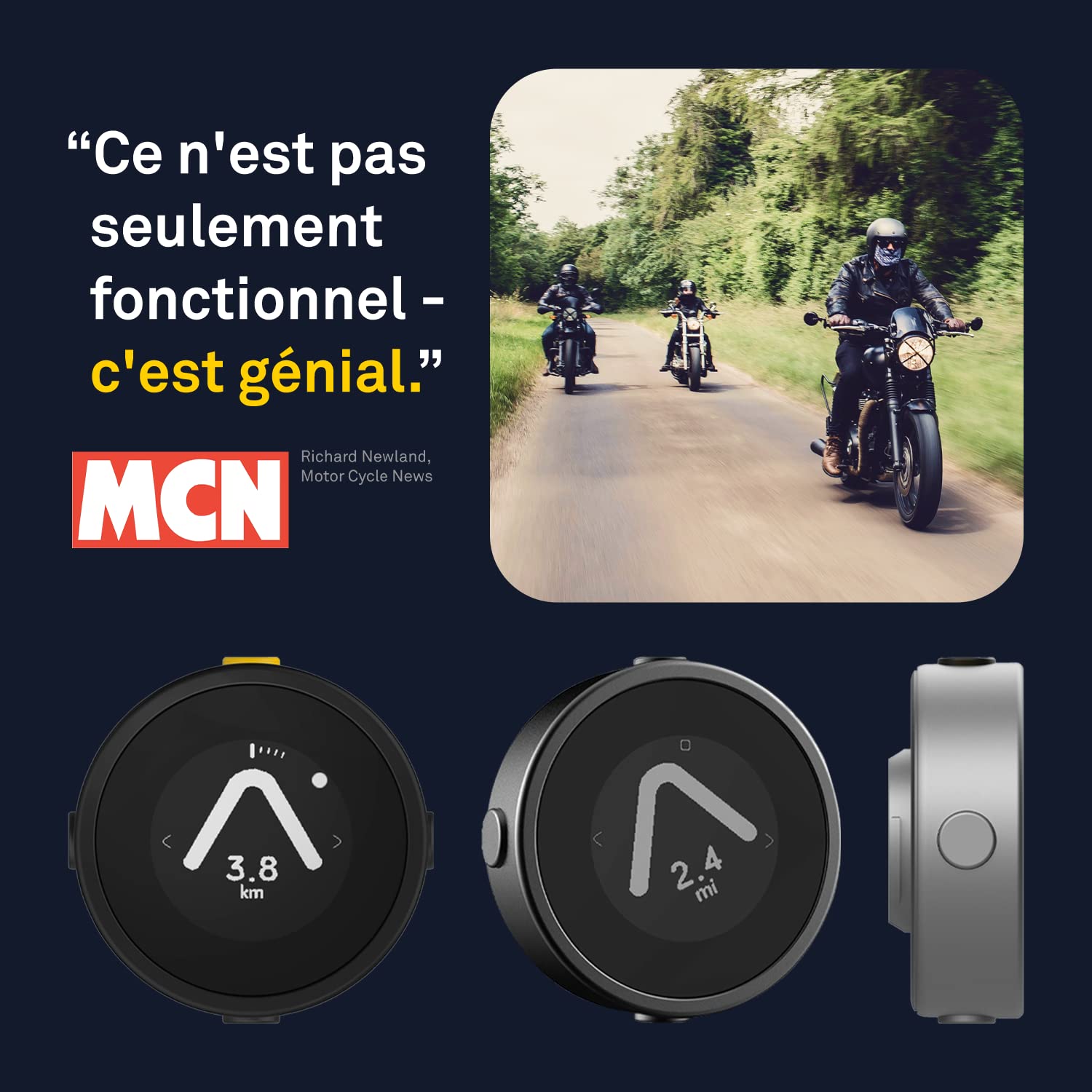 Beeline Moto Gunmetal - GPS Moto/Scooter - résistant aux intempéries - Charge Rapide - 30 Heures d'utilisation