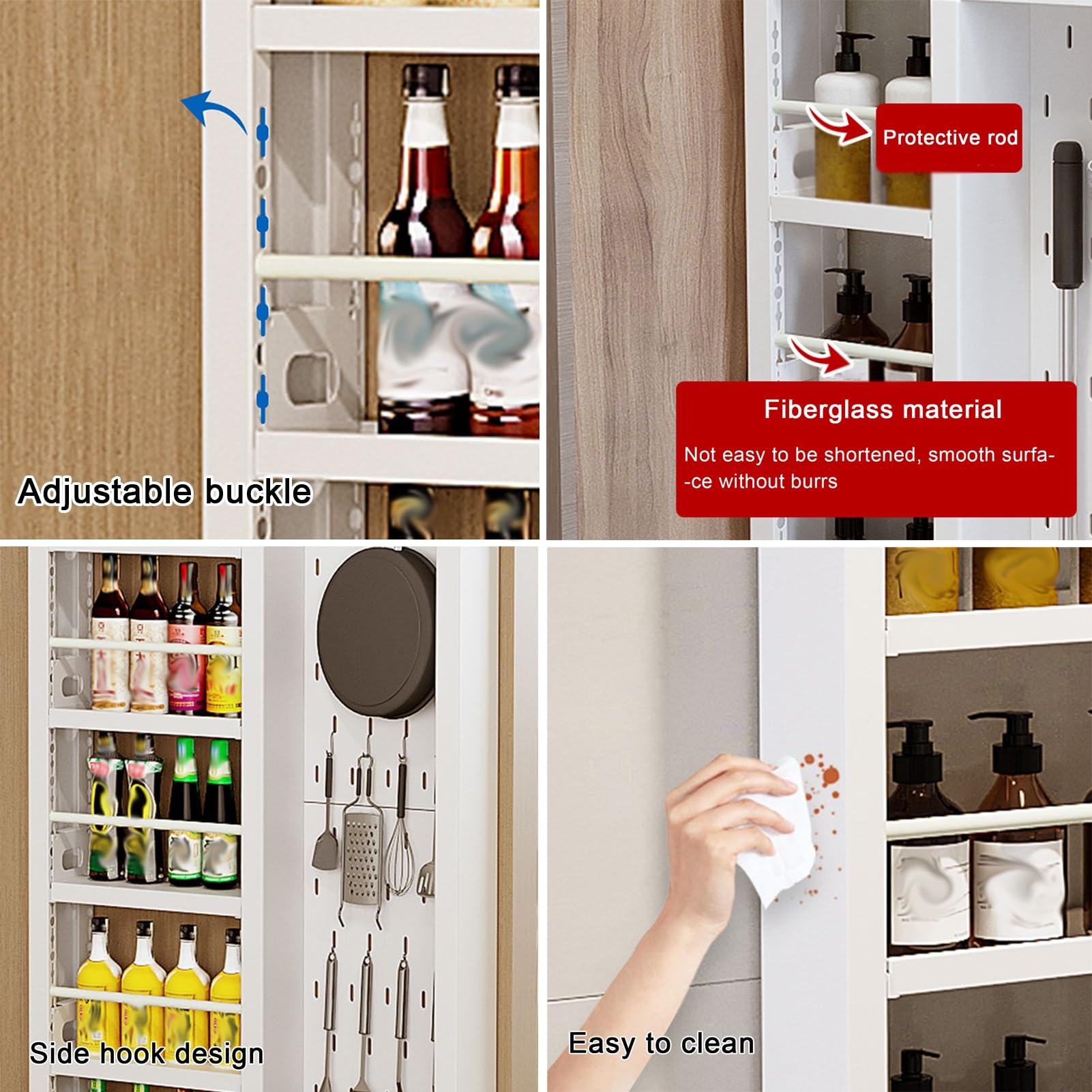 Mensola sottile con pannello forato in metallo per bagno, cucina, camera da letto e ingresso (65 x 190 x 8,9 cm) salvaspazio dietro la porta Solut