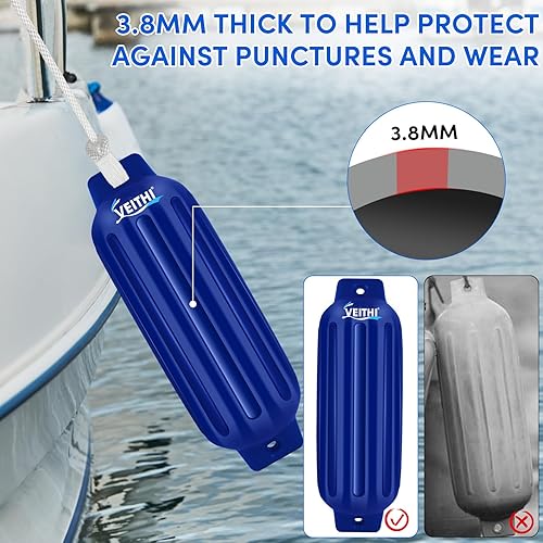 Vista 11 de Paquete de 4 defensas de barco de 4.5/5.5/6.5/8.5/8.5/10/16 pulgadas, parachoques de vinilo acanalado de doble ojo, parachoques de barco para Negro