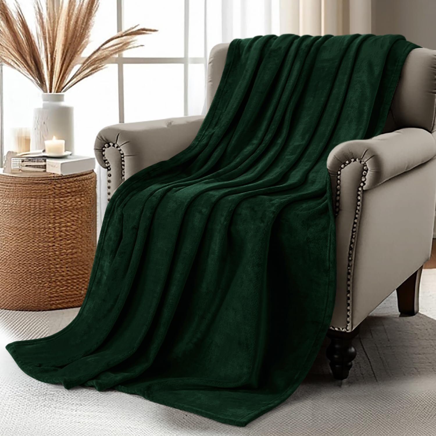 Utopia Bedding Forest Green Fleece Blanket Throw Size Lightweight