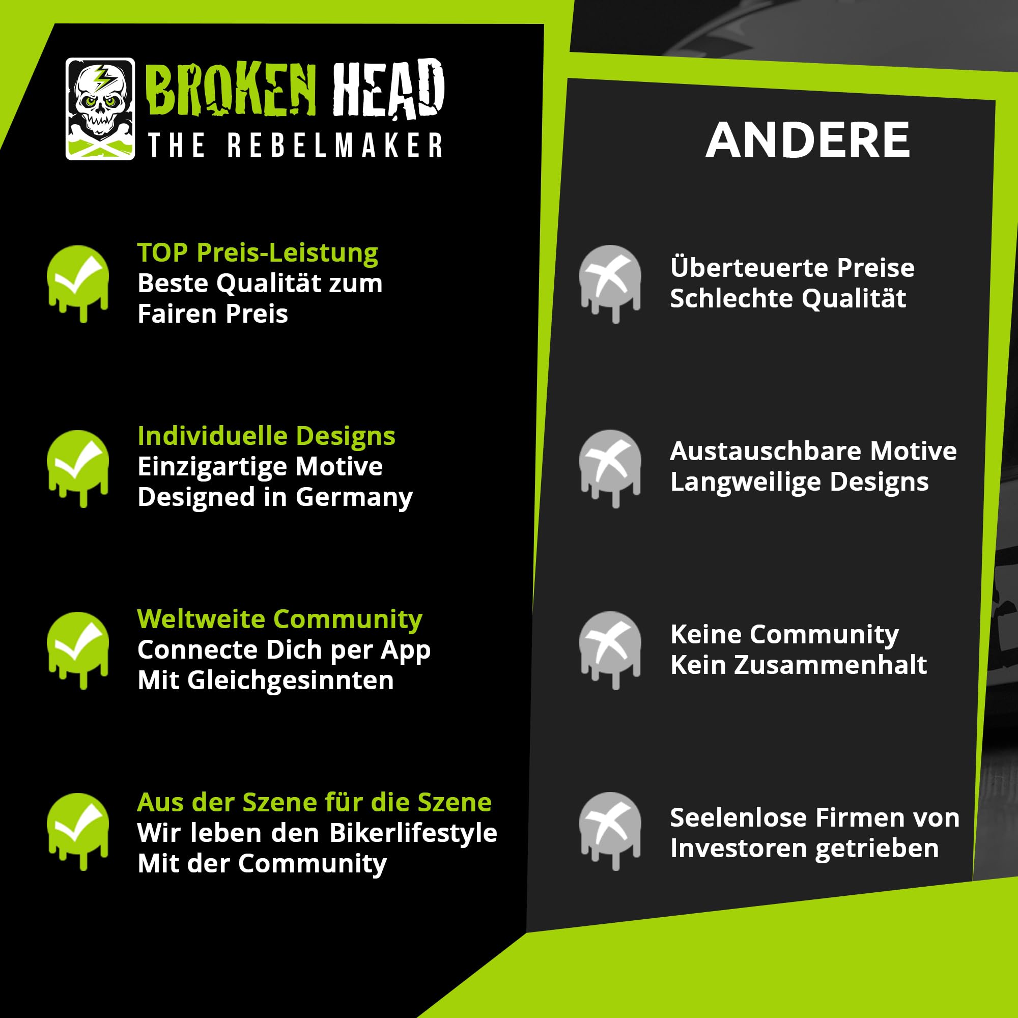 Broken Head Bone Crusher Motocross-Helm Rot mit Visier - Enduro MX Cross-Helm - Motorradhelm mit Sonnenblende