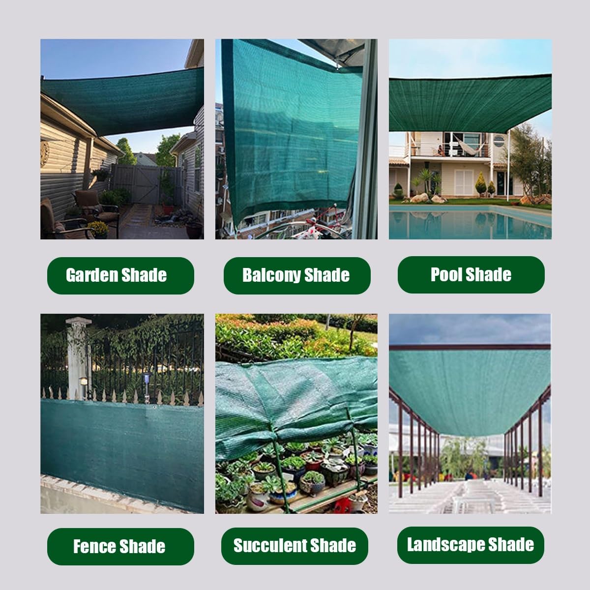 Tasso di ombreggiatura 90% Rete Ombreggiante Verde Tessuto Ombra Protezione Dai Raggi UV Telone Ombreggiante Parasole per Esterni Terrazza Pergola Serra 1x2m 2x3.0m 4x5m 6x7m 8x9m 9x10m(2X5m)