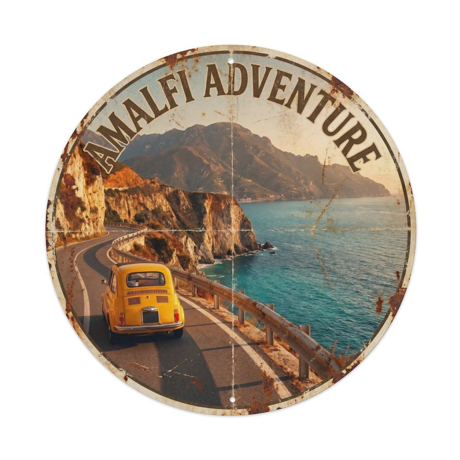Vintage Travel Italian Coastal Highway Scenic Metal Tin Sign Plaque