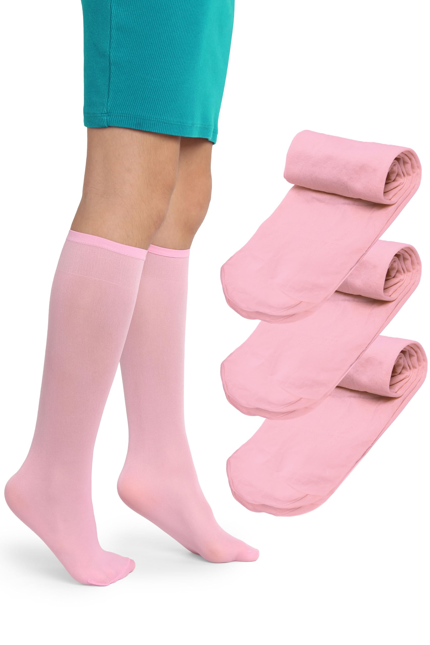LORES Alma Medias hasta la rodilla para niña 40 DEN blancas, calcetines altos de microfibra opaca, suaves y elásticos con banda confort, ideales para colegio, uniforme y uso diario (talla 24–37) — view 12
