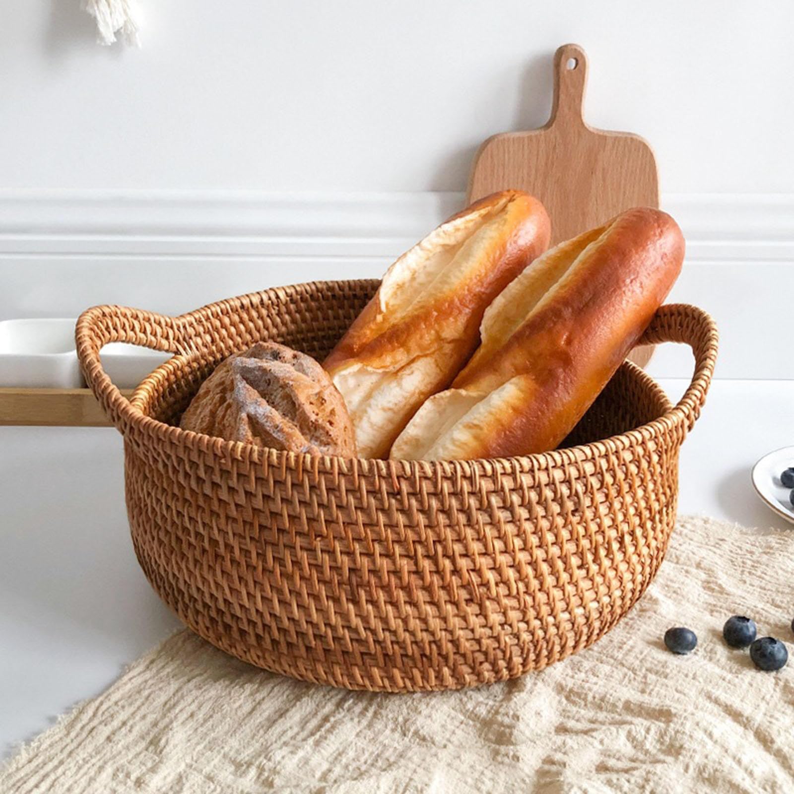Cesti Regalo Fatti a Mano Intrecciati, Cesto Cestini in Rattan for riporre Cestini for Frutta for Il bancone della Cucina Cestini for servire Il Cibo Cesto in bambù(Large)