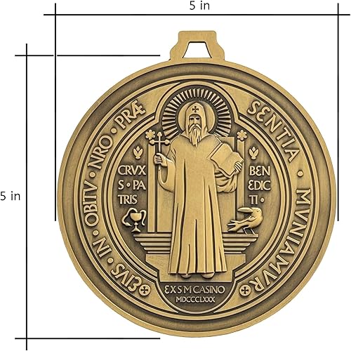 Miniatura 3 de MUNIFICENCE San Benito Gran Medalla de Oro Decoración de Pared Para Protección Hogar BendiciónSan Benito Medalla Grande Bendicion de casa proteccion