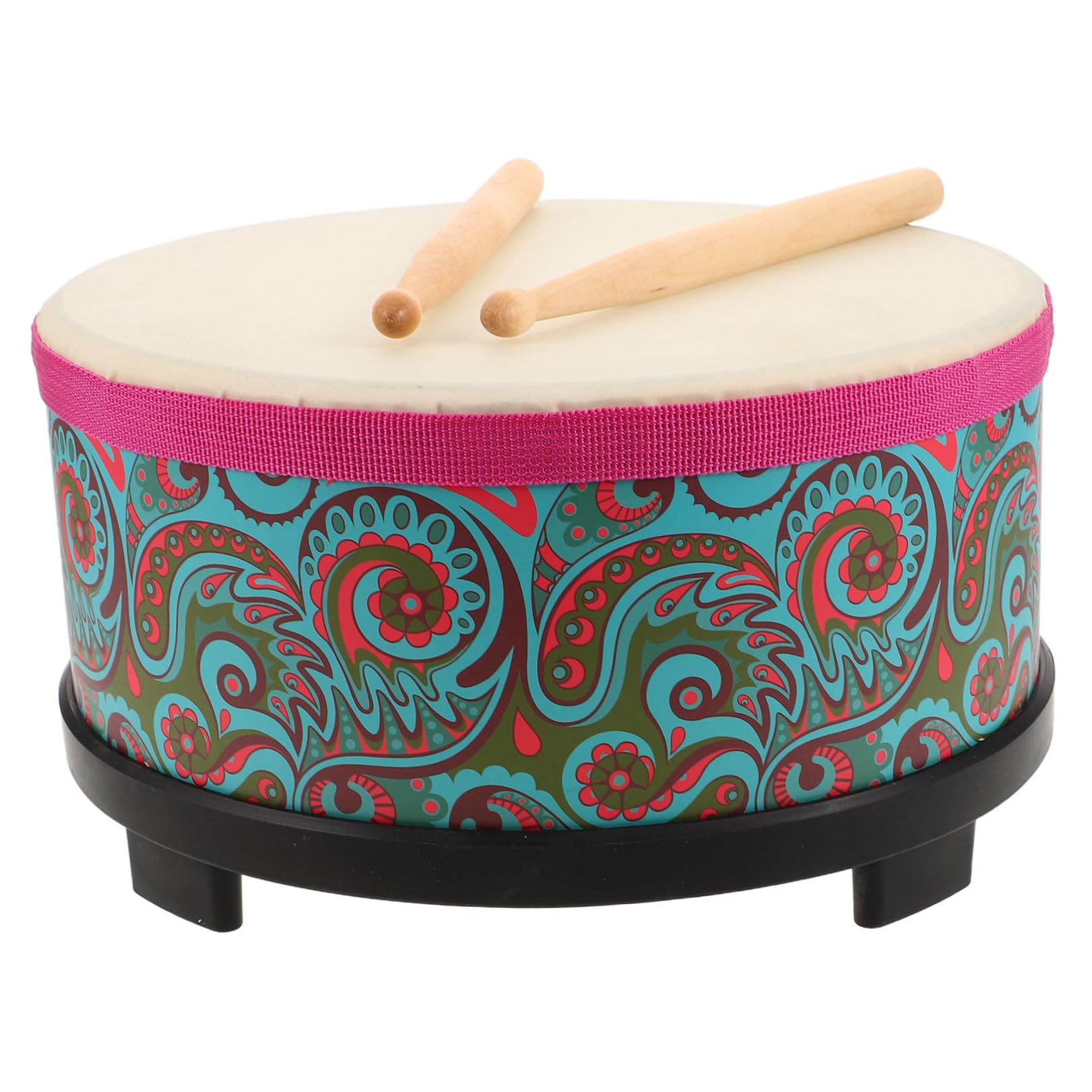 ifundom Bongos Infantiles de Percusión de Mano de 10 Pulgadas Diseño Floral Verde, Instrumento Musical Seguro de Madera, Juguete Educativo para Actividades Grupales y Desarrollo
