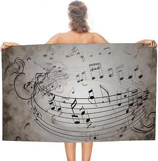 Sand Free Music Note Wall Beach Towel for Pool Bath 31x51 in | Absorbent Microfiber Swim Shower Towel Blanket, Lightweight Travel Camping Hiking Picnic Cruise Accessory Vacation Essentials
