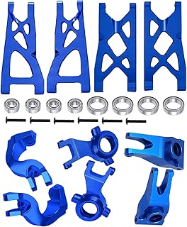 RCMYou Upgrades Part for 1/10 ARRMA Granite/Senton 4x4 3S Blx & Mega 550,Big Rock/Vorteks 4x4 3S Blx,Alloy Front Rear Suspension Arm & Steering Blocks Caster Blocks C-Hubs Stub Axle Carriers,Navy Blue