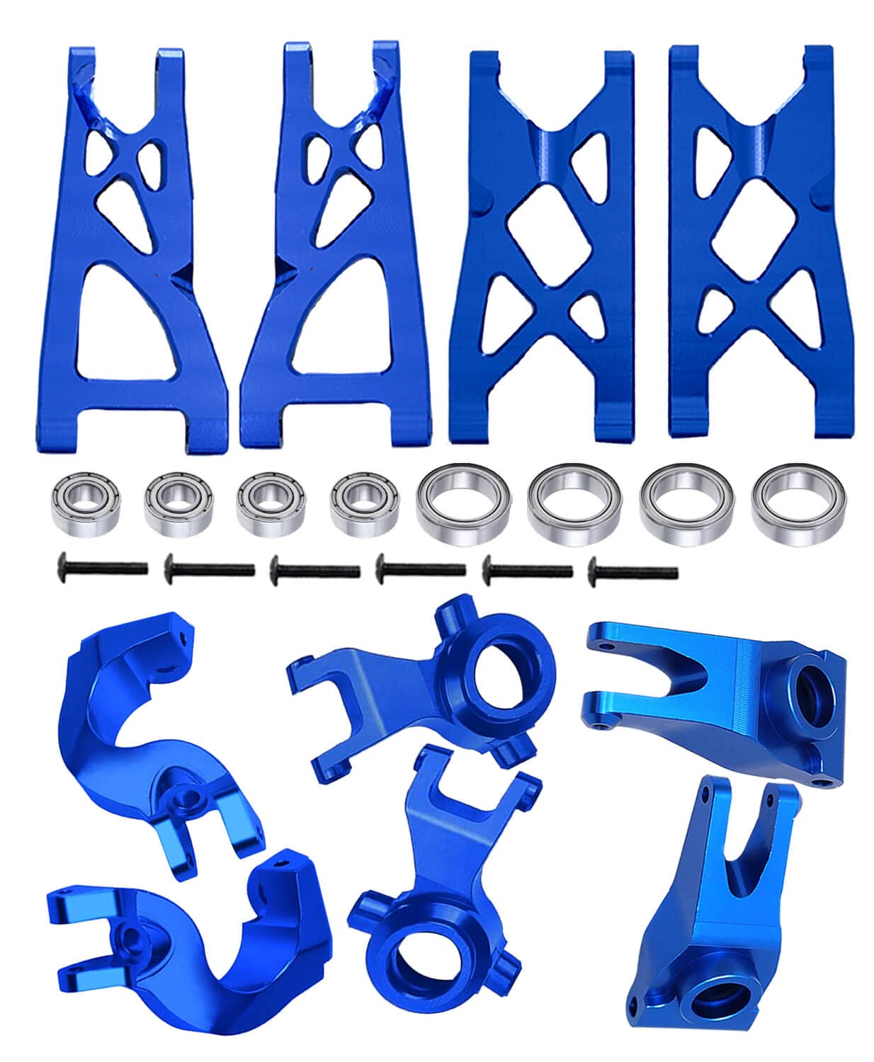 RCMYou Upgrades Part for 1/10 ARRMA Granite/Senton 4x4 3S Blx & Mega 550,Vorteks 4x4 3S Blx,Alloy Front Rear Suspension Arm & Steering Blocks Caster Blocks C-Hubs Stub Axle Carriers,Navy Blue