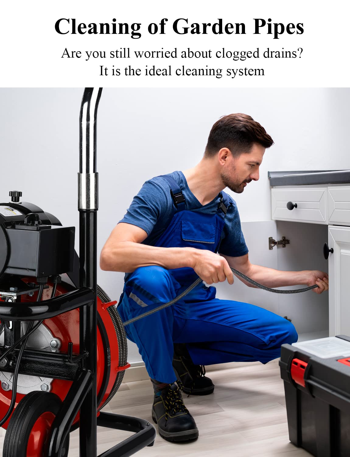 Drain Cleaner Machine 100Ft x 3/8'' 370W Electric Drain Auger Plumbing