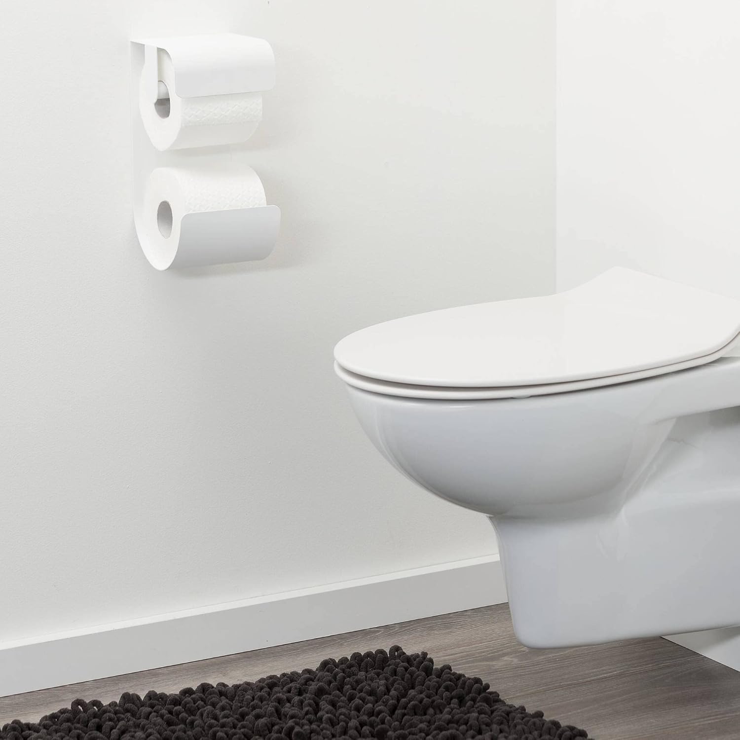 Sealskin Brix Toilet Roll Holder, Metal, White, 11.6 x 25.5 x 12.5 cm