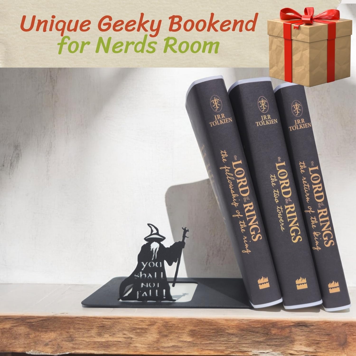 Renovatio, Sujetalibros de Metal de LOTR: Decoración de Oficina y Habitaciones de Adultos o niños, Regalo Friki, sujetalibros Antideslizantes de contrapeso, Tope y Organizador de Libros