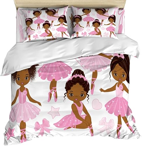 Miniatura 1 de Juego de fundas de edredón tamaño Queen, color rosa, lindo juego de funda de edredón de 4 piezas de microfibra ligera y suave para adultos y