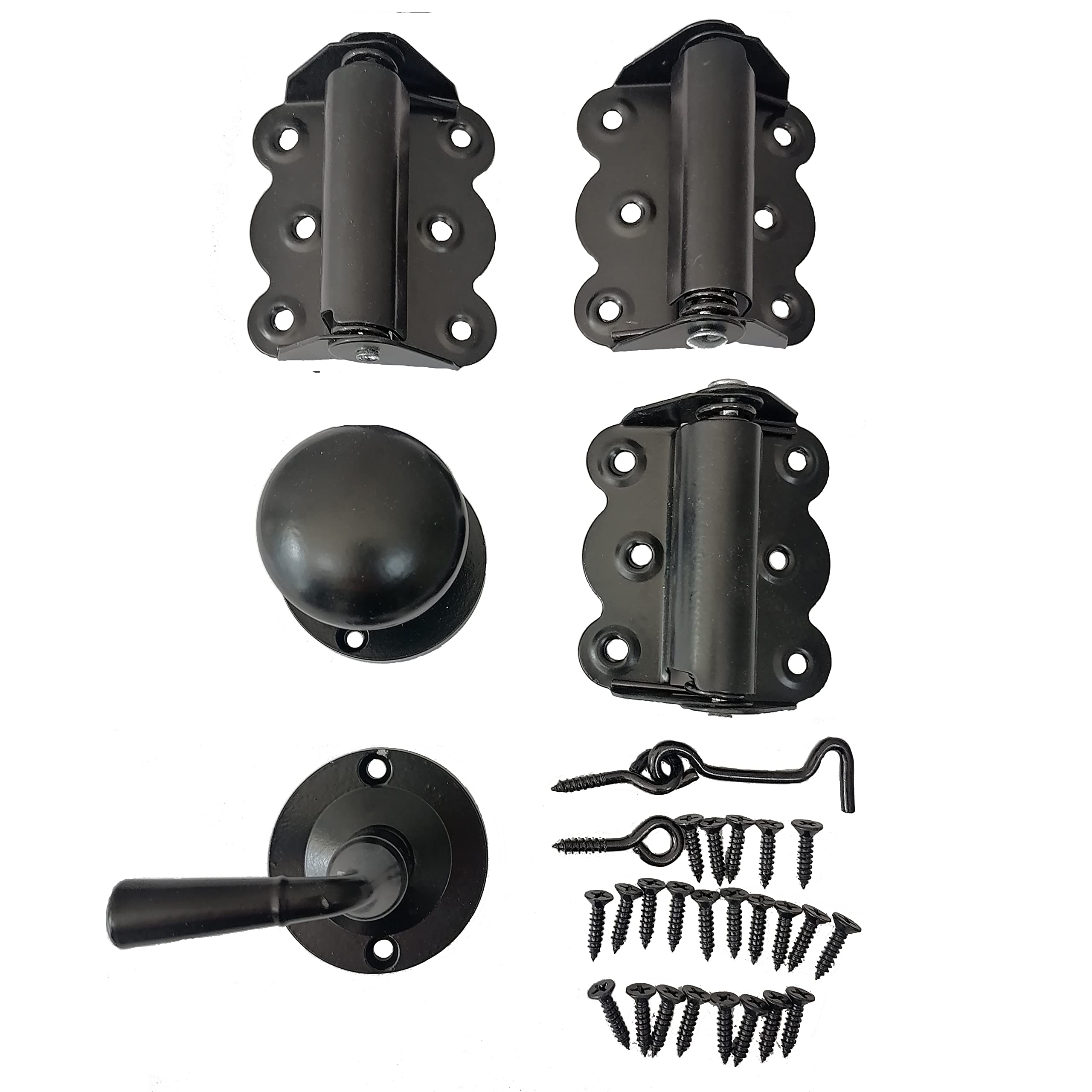Screen Door Hardware Kit with Self-Closing Hinges Black