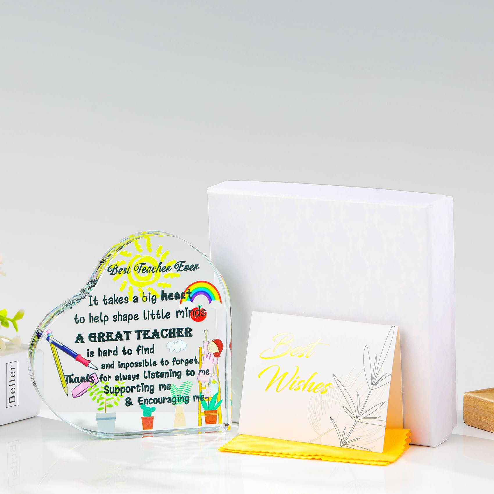 Ornalrist Teacher Appreciation Gifts Glass Coloful Heart Keepsake from Students - Image 4