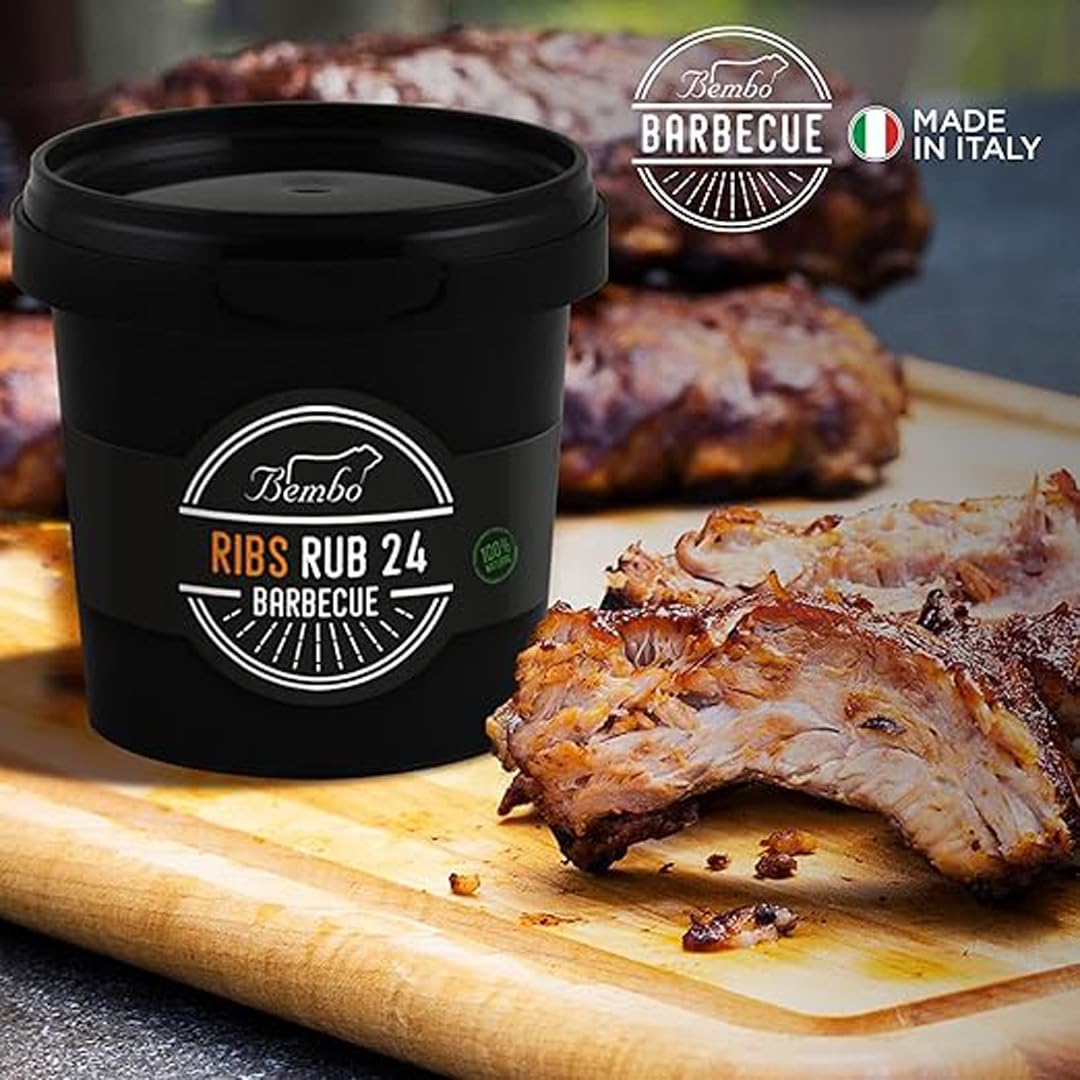 BBQ Ribs Rub 24 Bembo – Mezcla de Especias para Costillas – Marinada Seca Barbacoa – Ideal para Parrilla y Ahumado – Made in Italy – 500 g