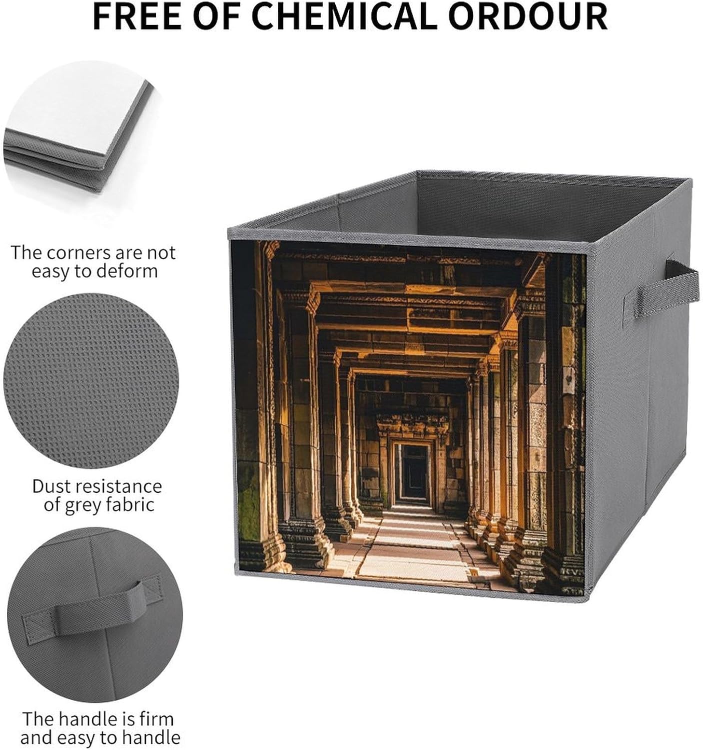 Angkor Thom Foldable Storage Box with Handles, Durable Oxford Storage Cubes, 2PCS Collapsible Closet Organizer for Home, Shelf, Office, Travel