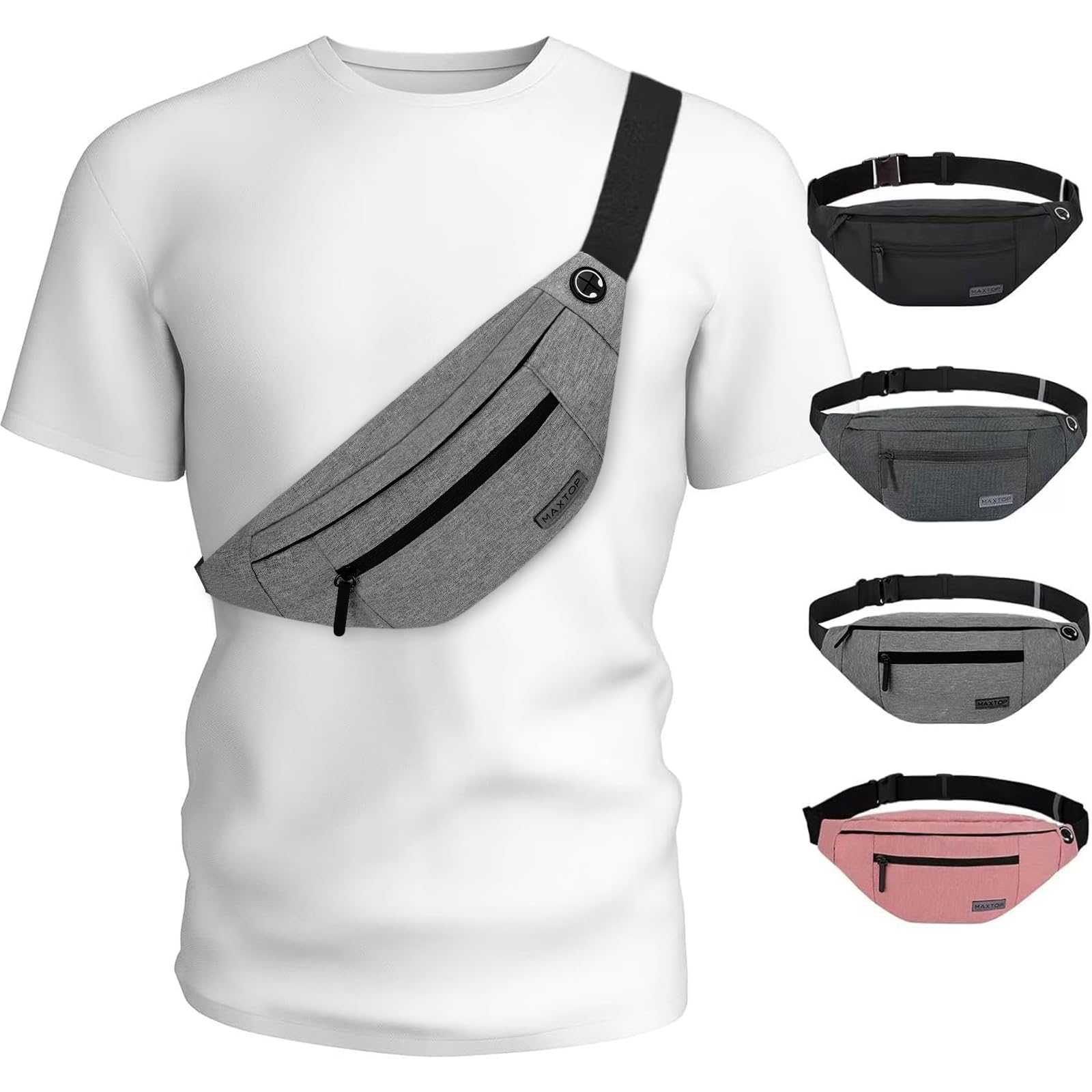 Grey Sling Bag for Women Men Gifts for Enjoy Travel Hands-Free Fanny Pack