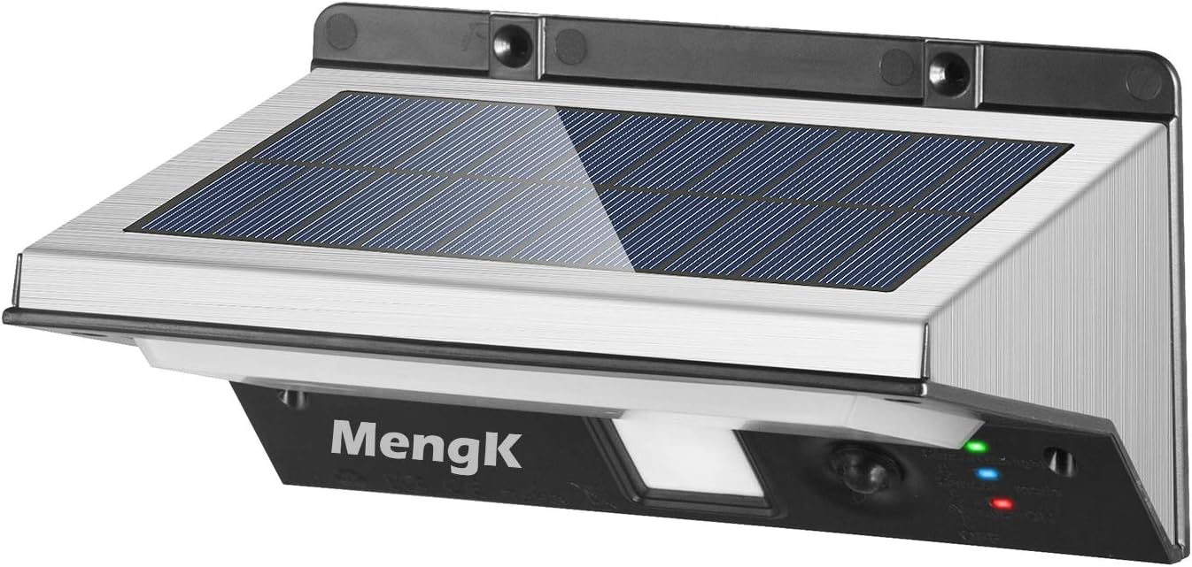 Solar Lights Outdoor Motion Sensor Security Lights MENGK 21 LED 3 Modes Stainless Steel Solar Powered Wall Lights, Waterproof for Fence, Pathway, Garden, Pool, Walkway, Driveway, Patio, Yard, Outside Wall