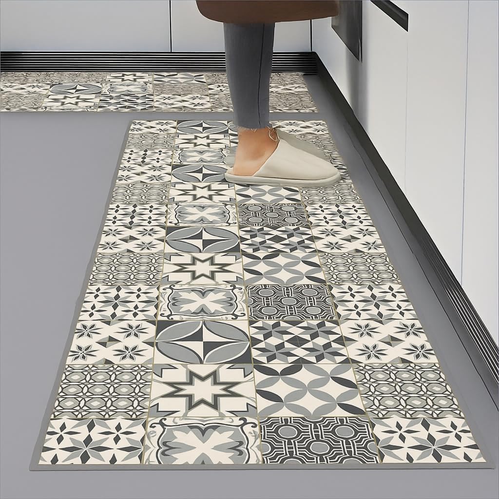 Kitchen Mats for Floor Anti Slip, 2 Pcs Kitchen Mats, Waterproof Memory Foam Kitchen Rugs, Waterproof Standing Runner for Bathroom (Brownies)-image-26