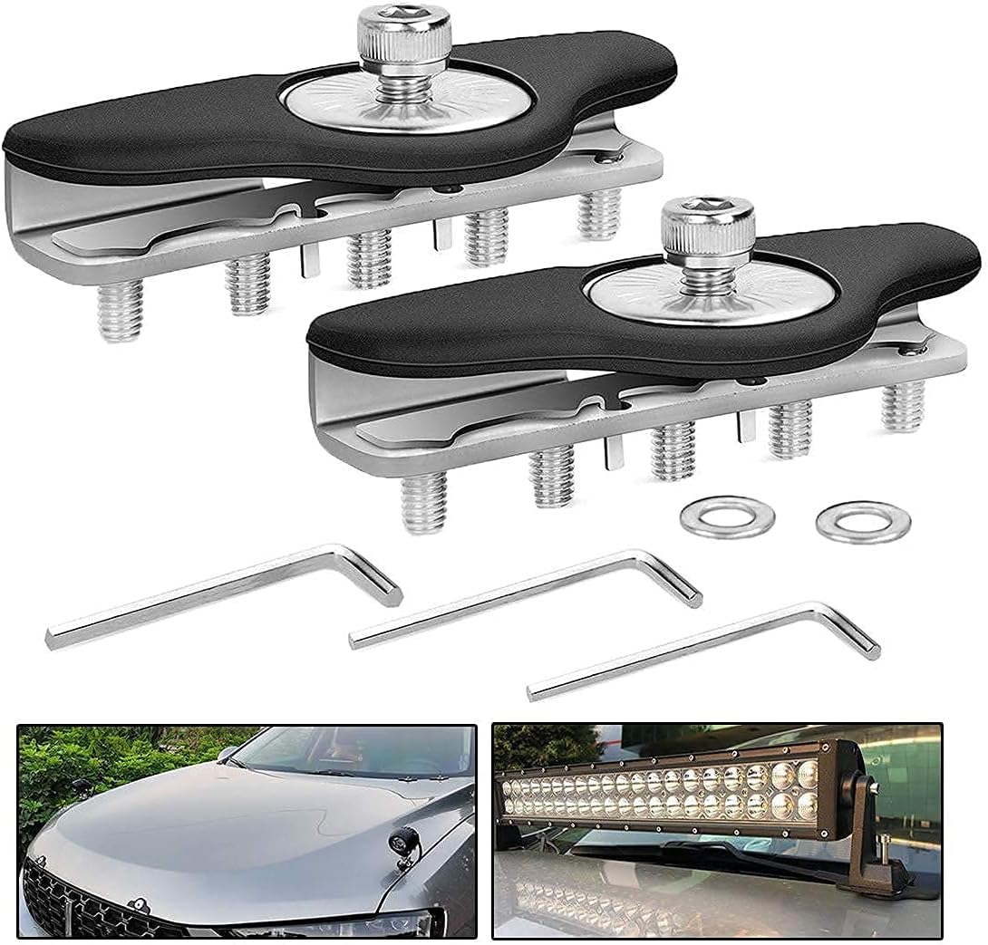 Chelhead Led Light Bar Mounting Brackets, 2PCS Stainless Steel Universal Pillar Hood led Work Light bar Mount Brackets Clamp Holder Compatible with Jeep Truck SUV Truck Sedan Hatchback Wagon