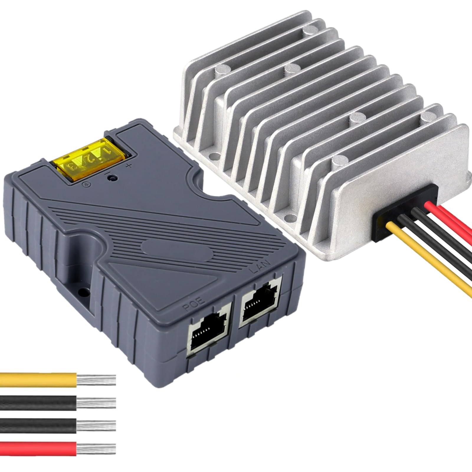 Starlink Injecteur PoE 150 W GigE, convertisseur Starlink DC Step Up 12 V vers 48 V avec ABS Protection Contre Les surtensions et ESD, supporte Starlink V2 Internet Kit réseau Satellite (2PCS)