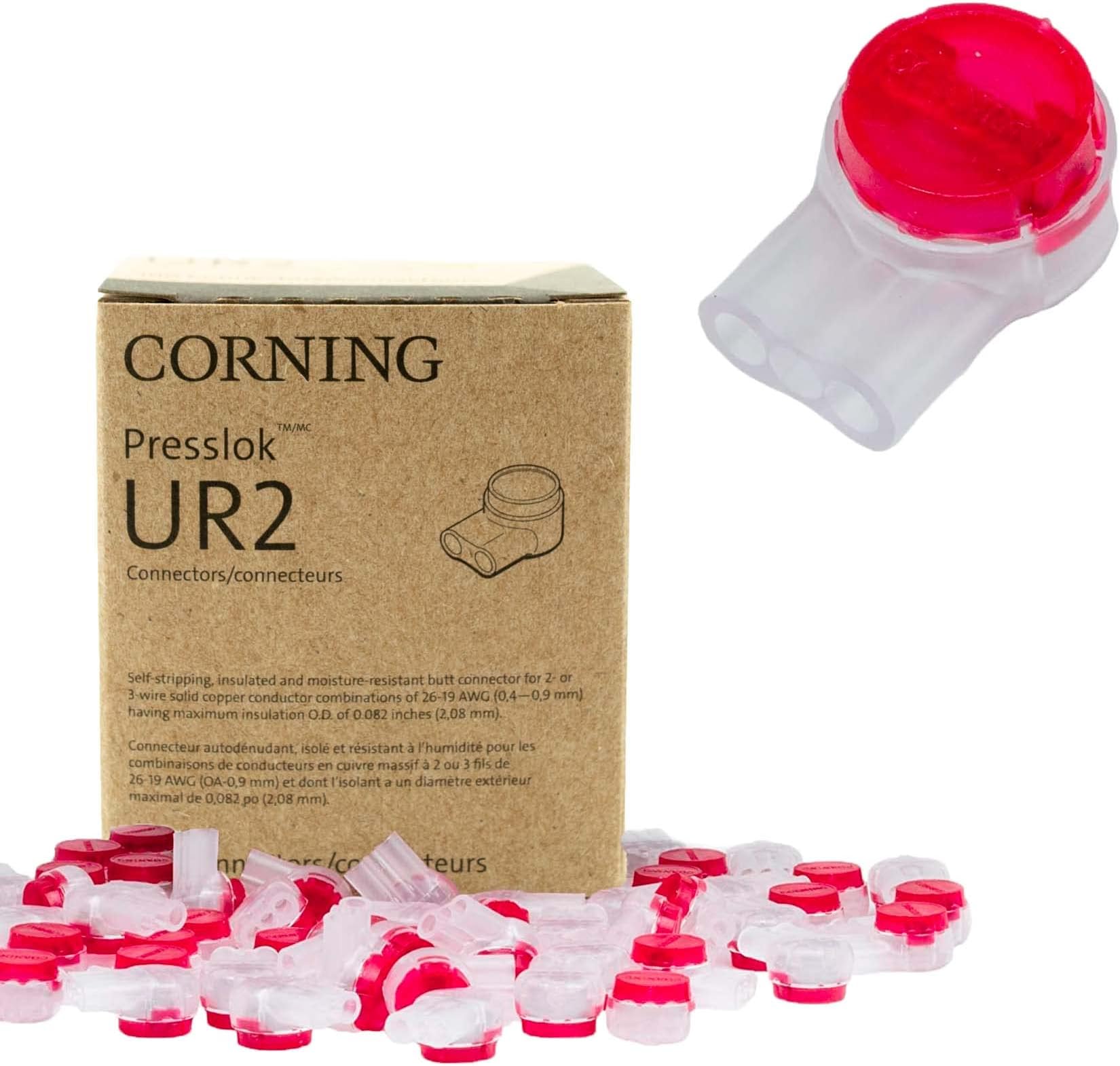 Corning UR2 Presslok 100pk Solvent Resistant Splice Terminals for 2 or 3 Insulated Wires, Electrical, Automotive, Oil, Data, Telephone (100)
