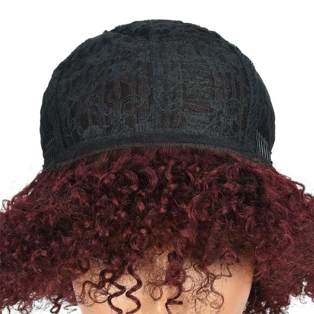 Haarpflege 180% Ombre Highlight Lockiges Echthaar-Perücke(1)