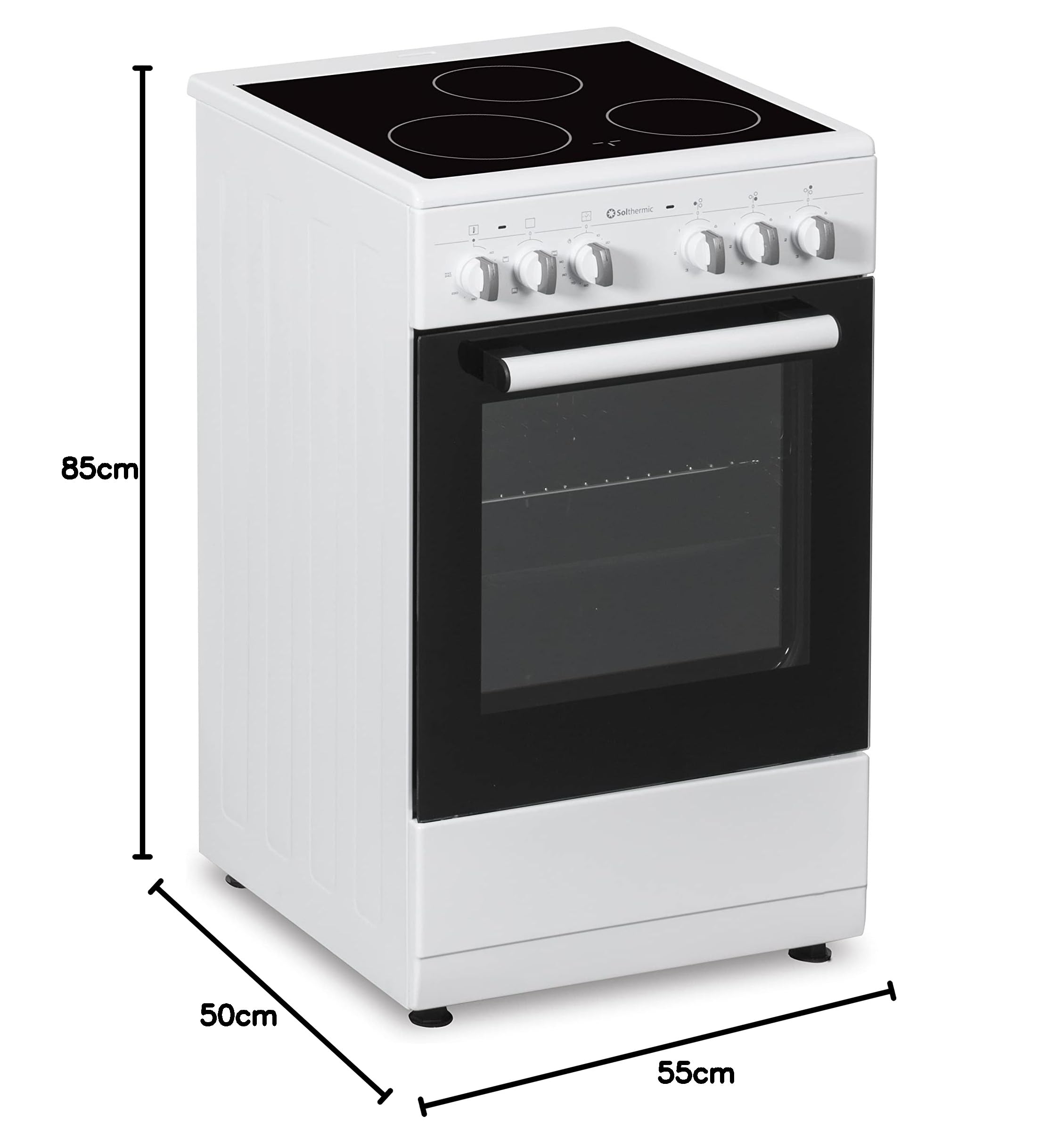 SOLTHERMIC VTC50BLANCA COCINA ELECTRICA VITROCERAMICA CON HORNO INCORPORADO/BLANCA/ANCHO 50 CMS / 3 FUEGOS/HORNO CON GRILL
