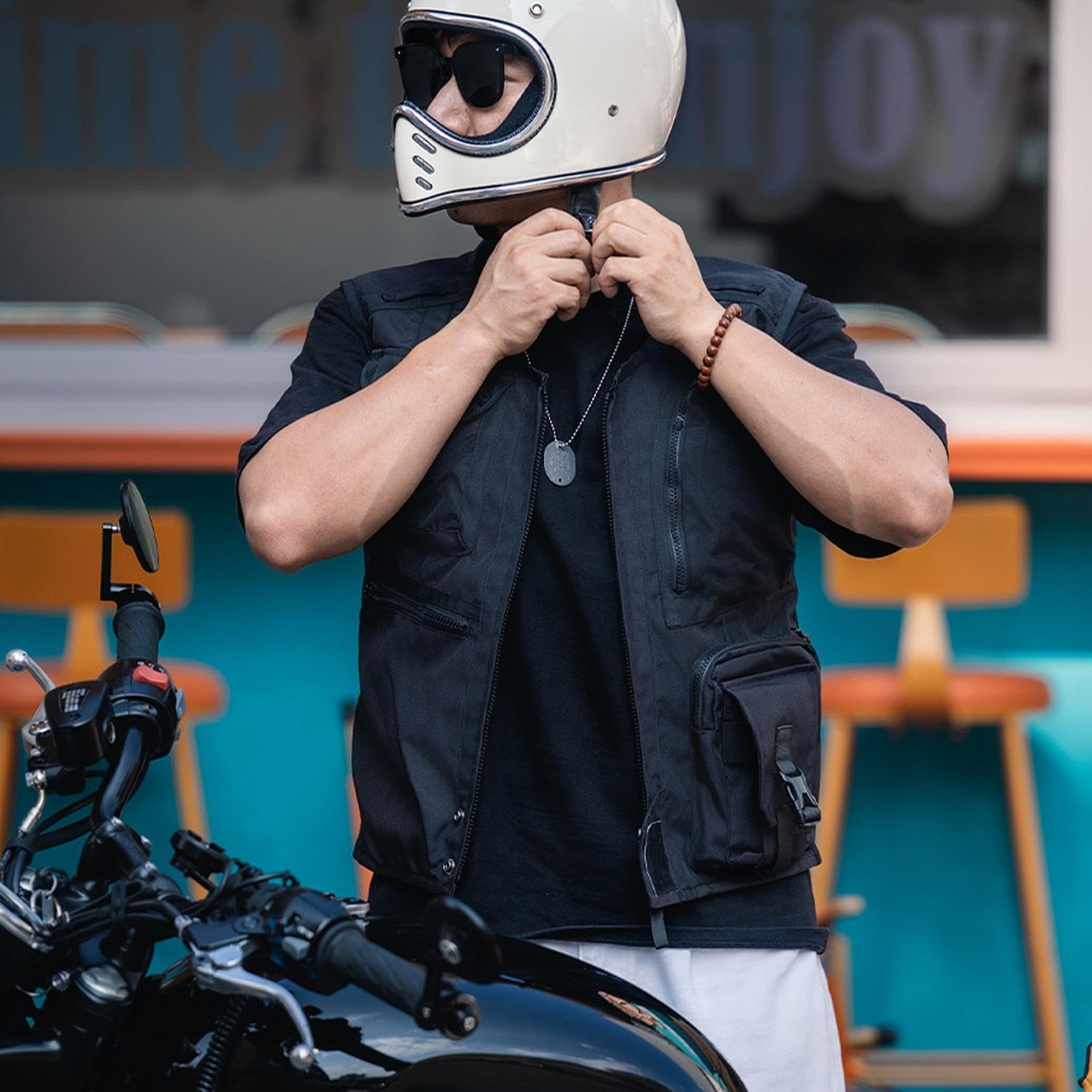 Gilet Moto Homme Respirant Et Déperlant Avec Multi-Poches | Gilet Motard Pour Moto Léger Pour Trajet Urbain, Aventure En Plein Air, Longue Distance, Randonnée Et Escalade