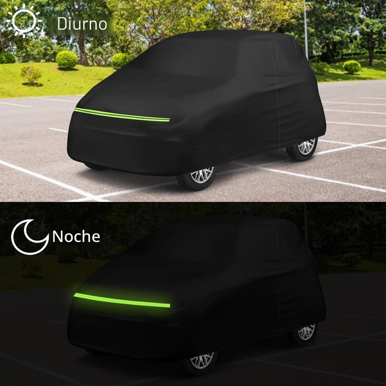Cubierta del Automóvil Reemplazo para Aixam City/Coupe/MINAUTO/Crossover/Crossline 2007-2025, Lona del Automóvil Garaje Impermeable Garaje Tiras Reflectantes, Funda Coche Exterior Anti-UV