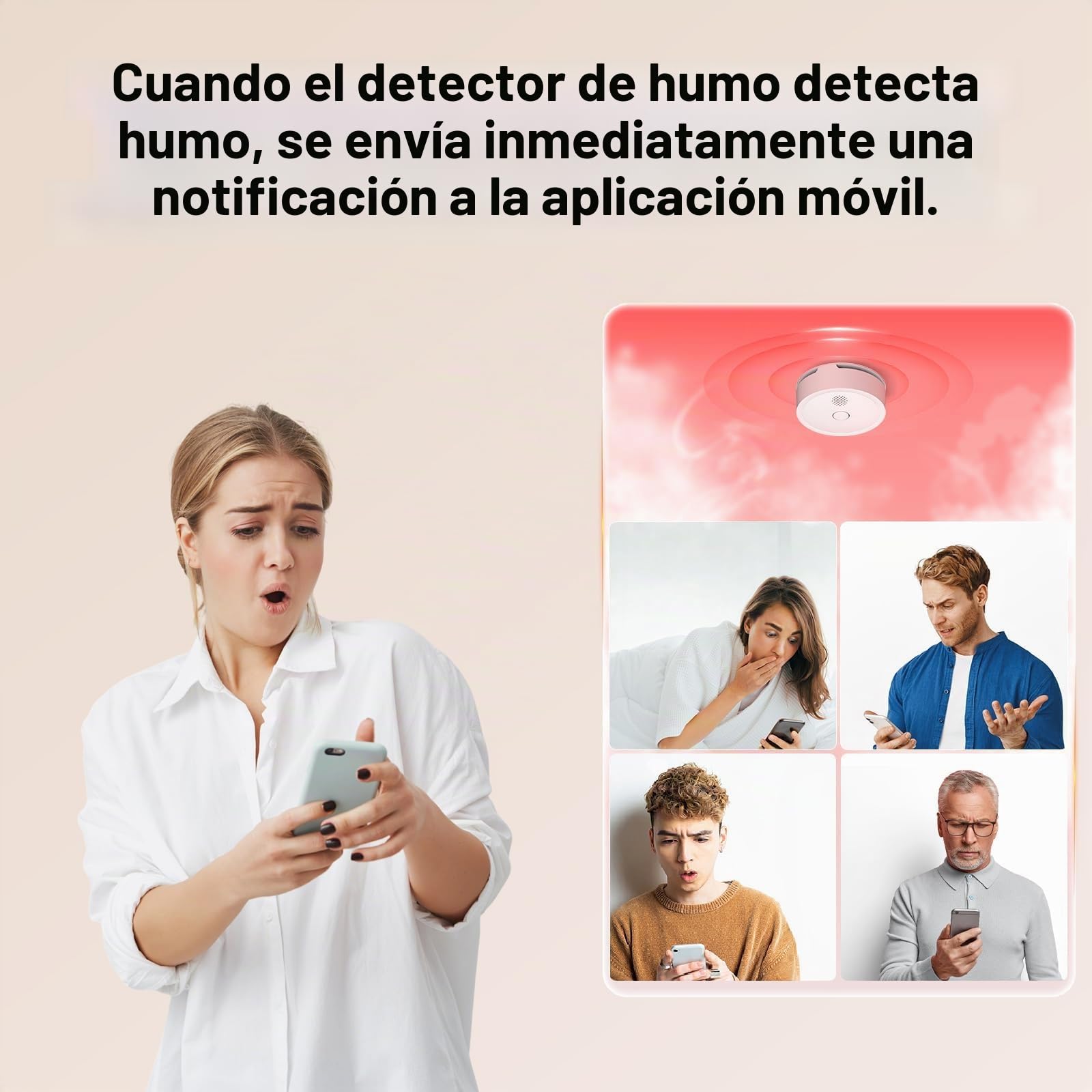 HEIMAN Alarma de Humo Inteligente WiFi inalámbrica, Detector de Humo fotoeléctrico con EN14604, Advertencia de batería Baja, con batería reemplazable/5 años de duración de la batería (5)