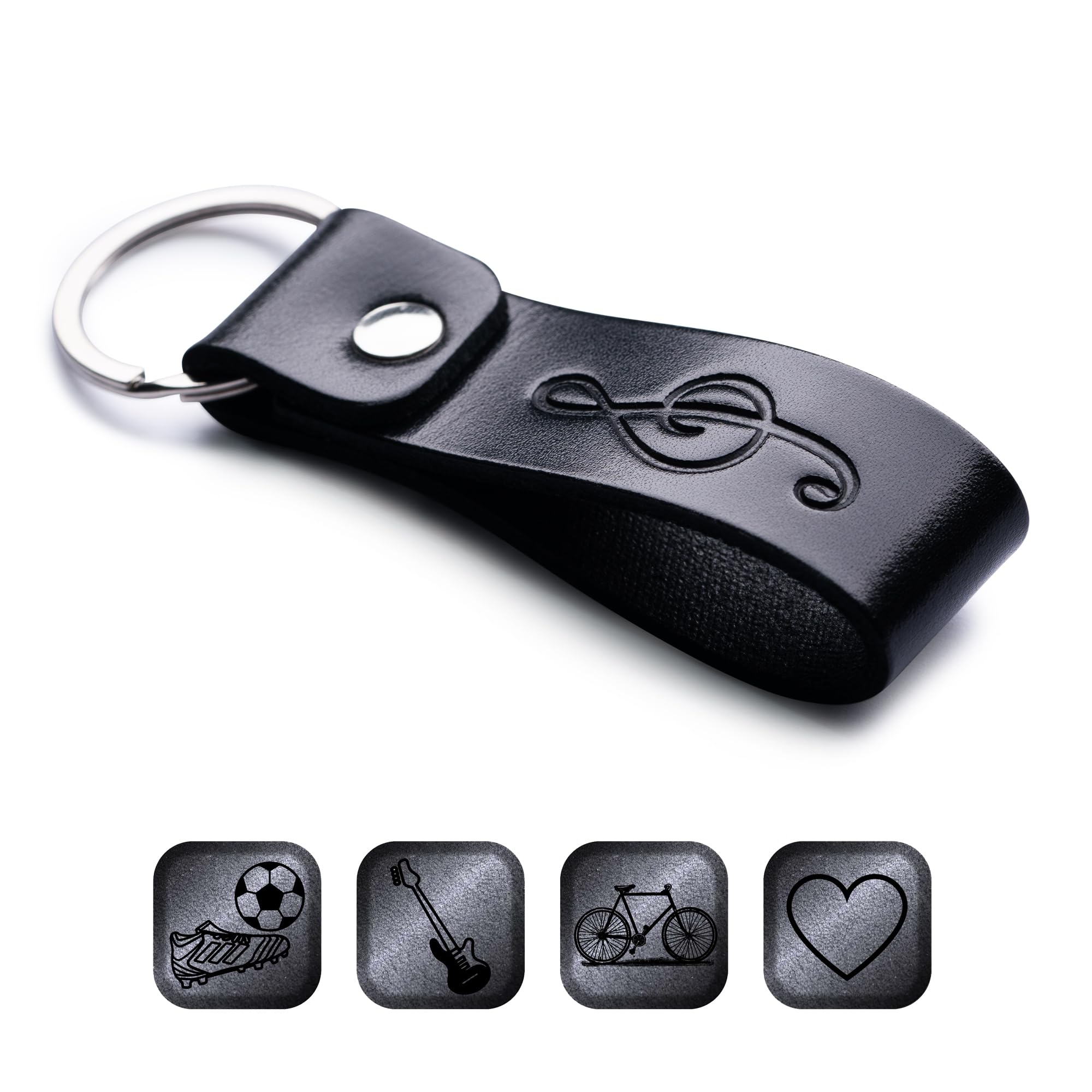 MAGOR Leather Keychain Favorite for Men, Keyring Gift for Women & Men, Birthday & Anniversary, Full Grain Leather (Treble Cleaf)