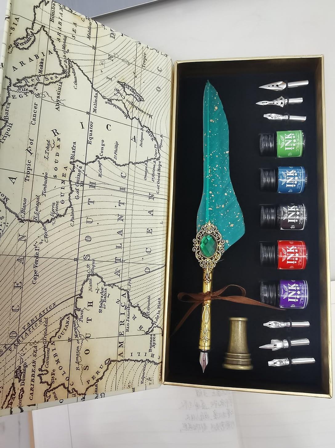 LSFCHYBY Gemstone Quill Pen and Ink Set,Feather Pen Ink Set, Wax Seal Stamp Set - Image 4