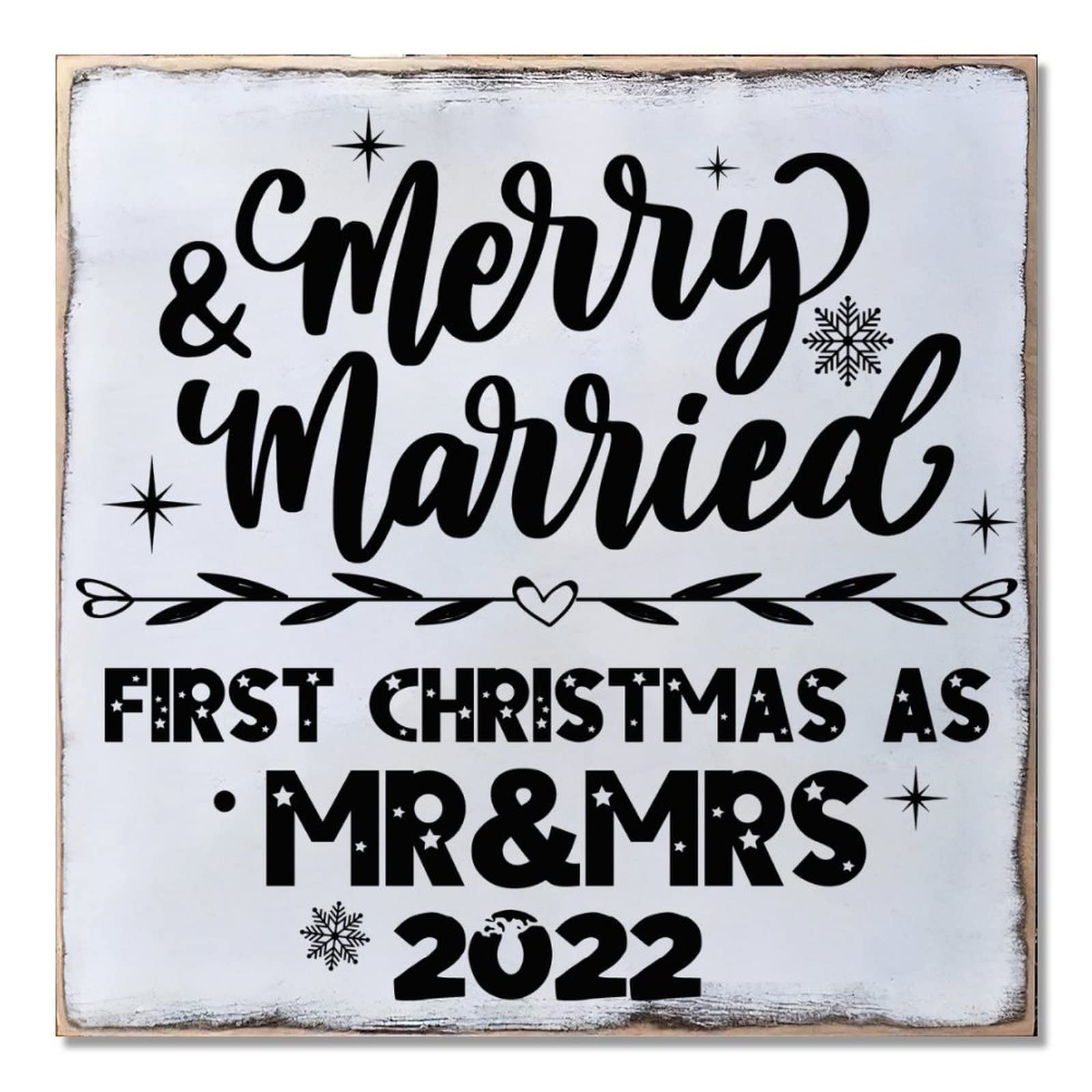 Panneau de porte Merry & Married à suspendre, le cadeau idéal pour le premier Noël d'un couple