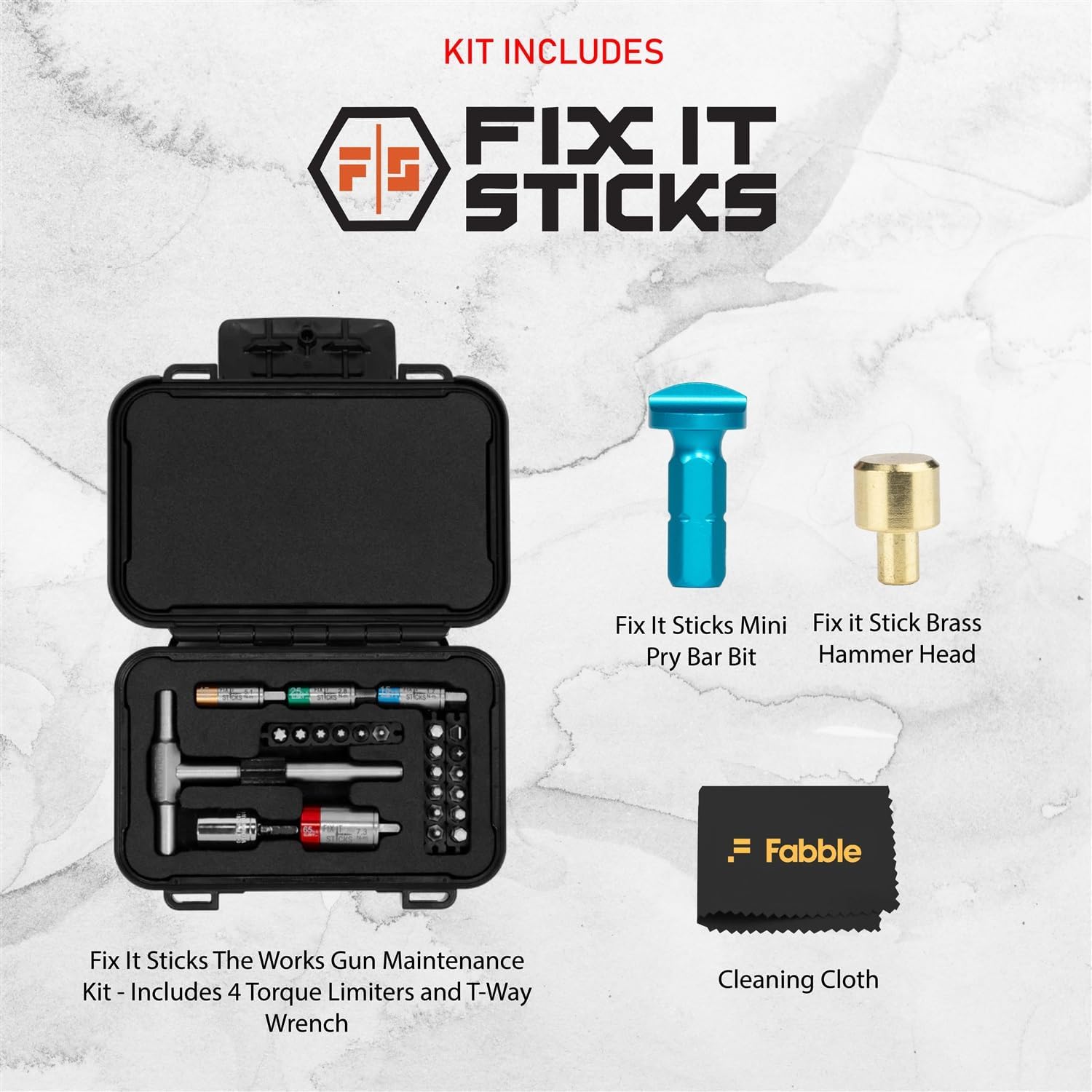 Fix It Sticks Maintenance Toolkit Bundle: Hardcase Set with T-Handle Wrench, Torque Limiters, Coin Slot Battery Cap Tool, Brass Hammer Head, and Microfiber Cleaning Cloth