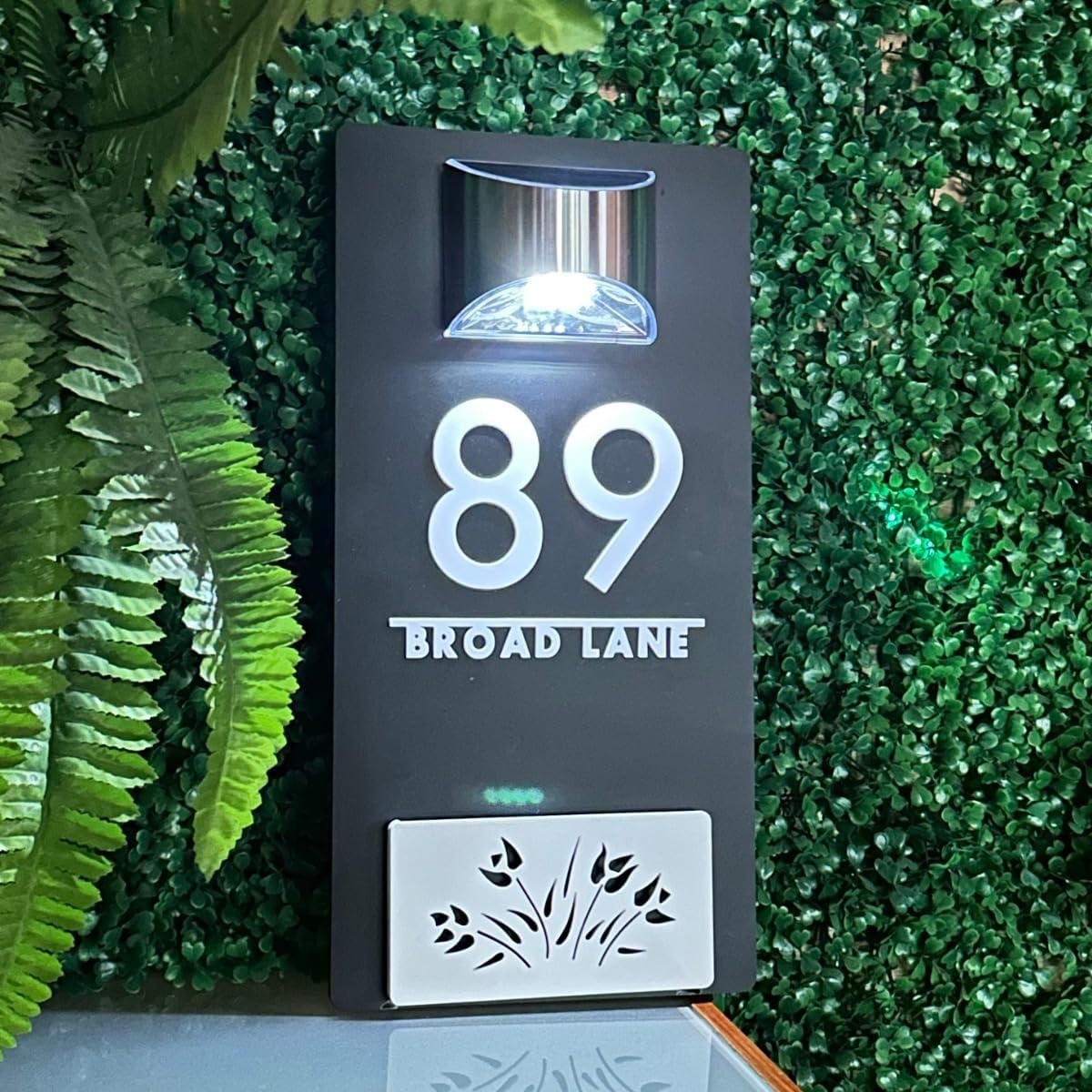 Personalized Solar House Numbers For Outside,Home Solar Address Numbers Sign Custom,Customized Acrylic House Sign (Black+White,40x20cm(15.75x7.87 inch))