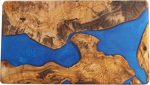 Miniatura 9 de Olivarte Tabla de cortar y tabla de charcutería de resina epoxi hecha a mano - Tablas de madera de olivo decorativas para servir queso, fruta, carne