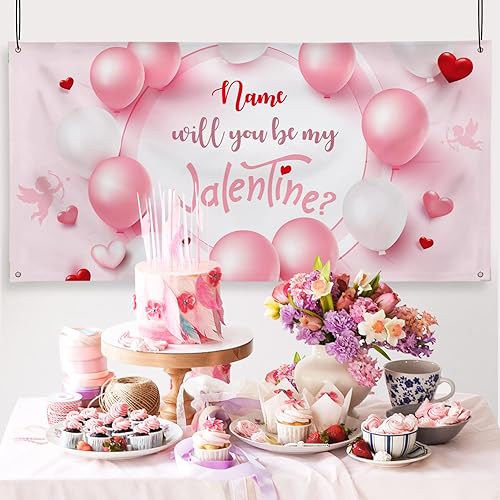 Miniatura 53 de Cartel de fondo personalizado para el día de San Valentín, decoración de San Valentín, letrero de vinilo con texto en inglés "Be My Valentine
