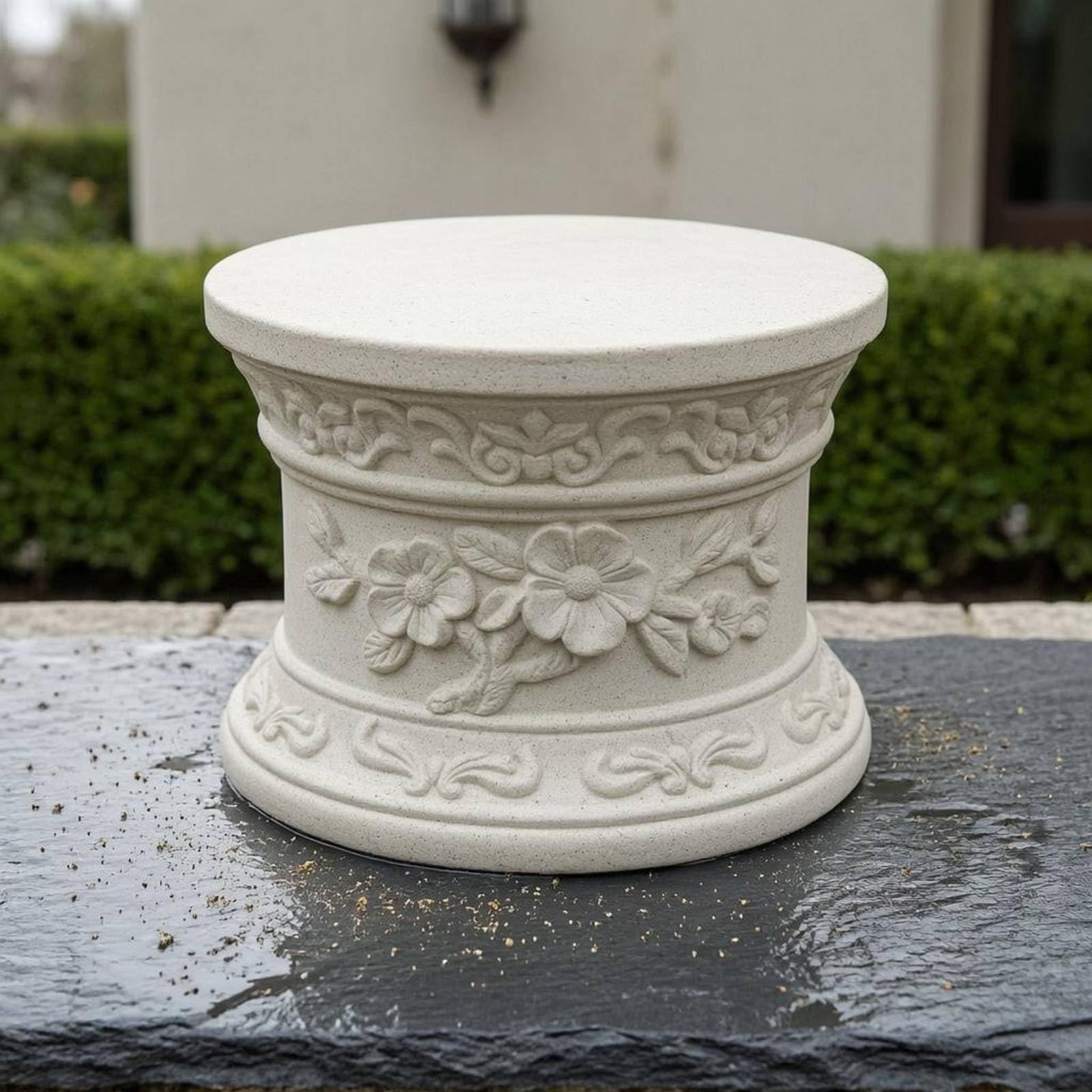 Outdoor Pflanzkübel Römische Säule Pflanzgefäß Blumentopf Blumenkübel Pedestal Topf mit Geflaretem Und Ornamenten aus Magnesiumoxid für Balkon Ecke Vorbereich Weg, Roman Column-Peach