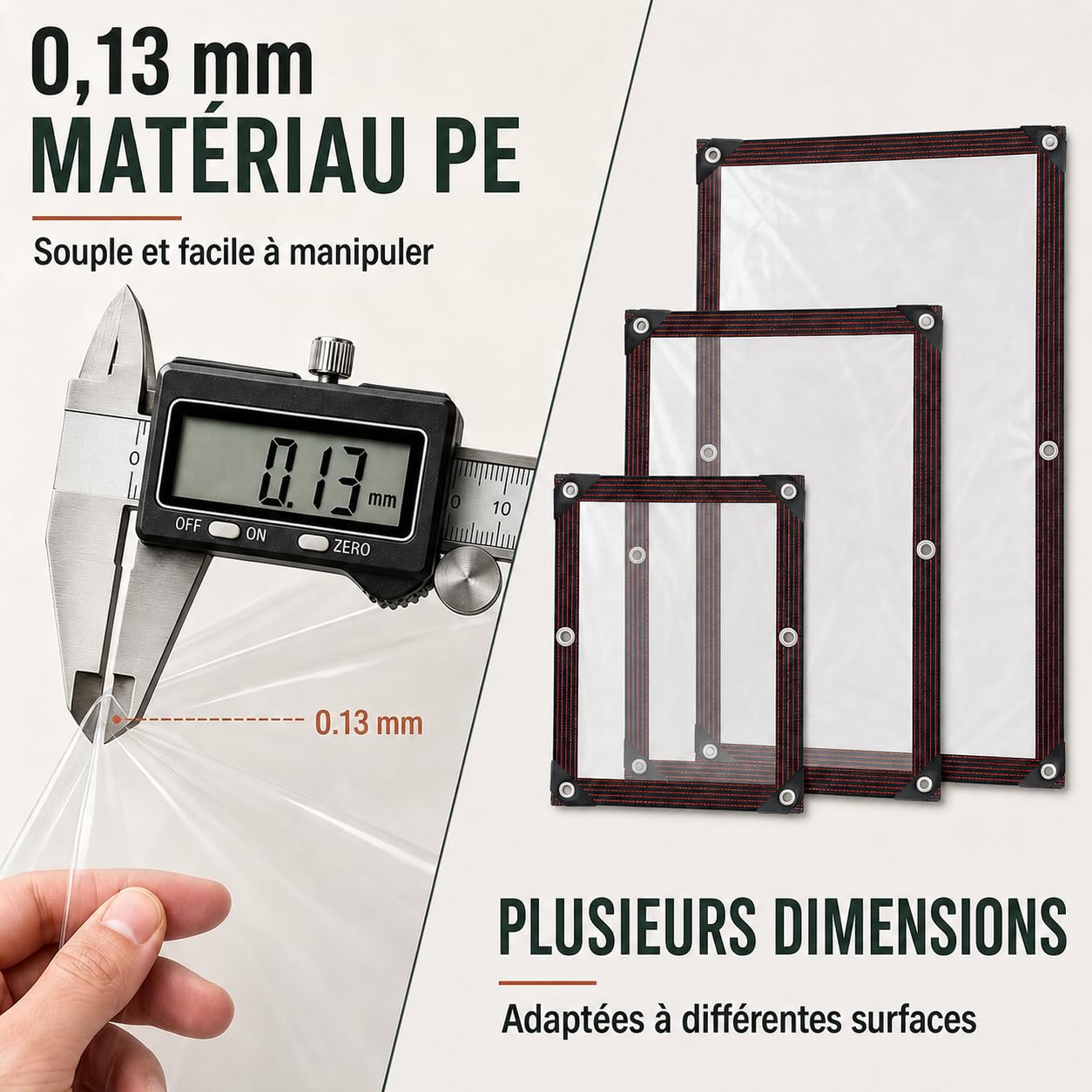 Bâche de Protection Extérieure Transparente avec Œillets 3x5m | 90 % transparente : la pluie reste dehors, tandis que terrasses, serres et mobilier restent lumineux et visibles.