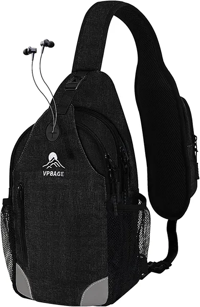 VPBAGE Sling Bag for Men Women, Crossbody Hiking Daypack/Chest Bag/Shoulder Bag, Small Backpack Travel, with Chest Phone Holder