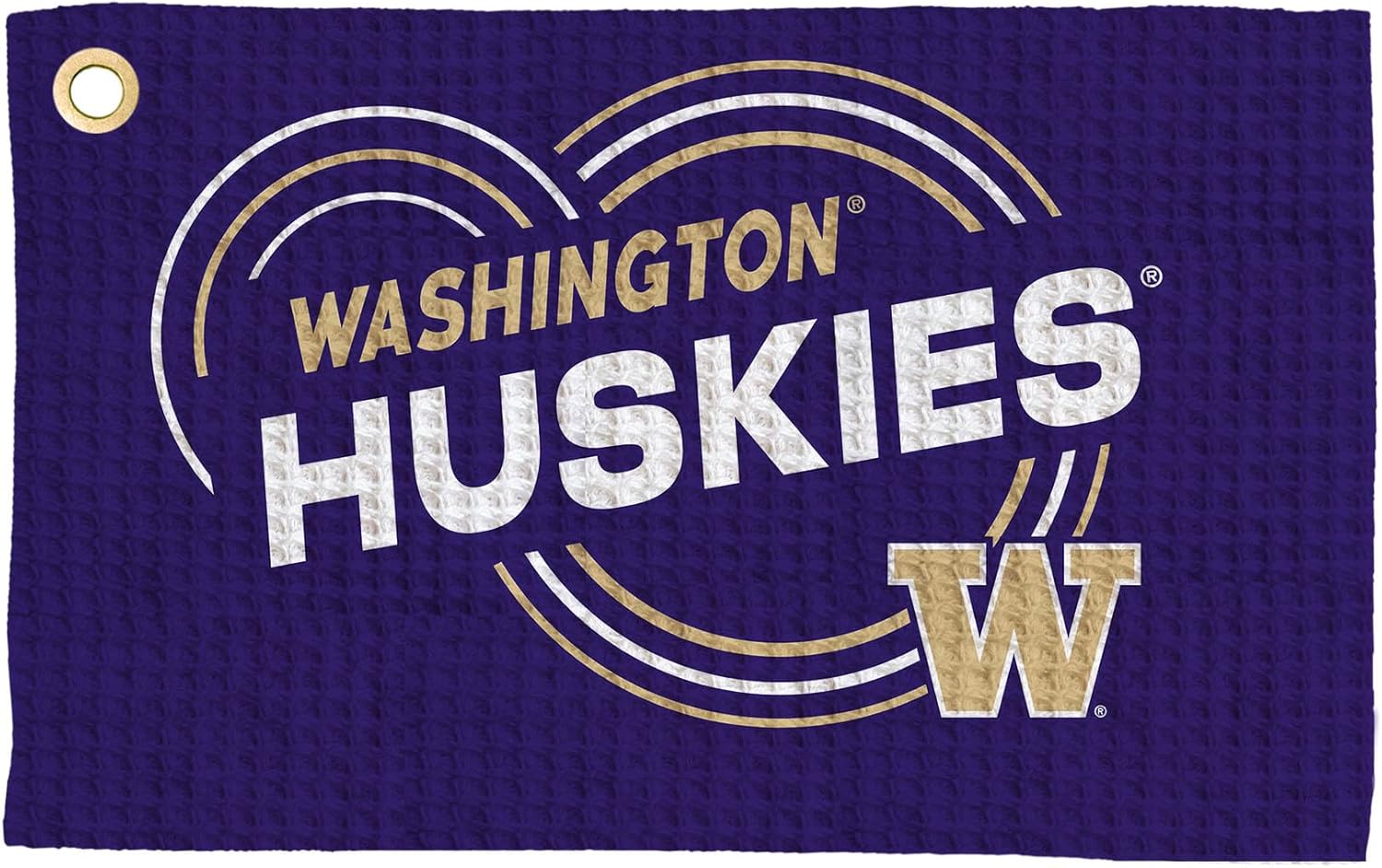 Northwest NCAA Washington Huskies Golf Towel, Official Licensed Microfiber Waffle Fabric, Absorbent 16x25 in Club Cleaning Accessory, Droplets Design