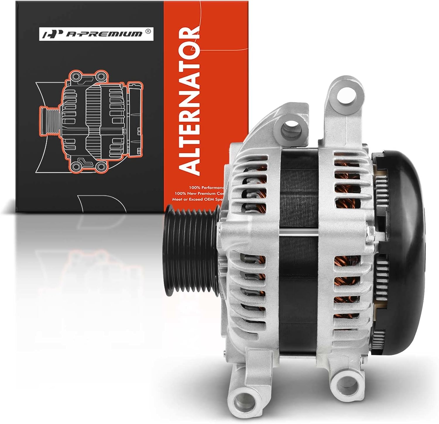 A-Premium Alternator Compatible with Toyota Land Cruiser 2008-2011/2013-2016, Sequoia 2008-2022 & Lexus LX570, 12V 180A CW 8-Groove Serpentine Pulley, Replace# 104210-6140, 27060-38050