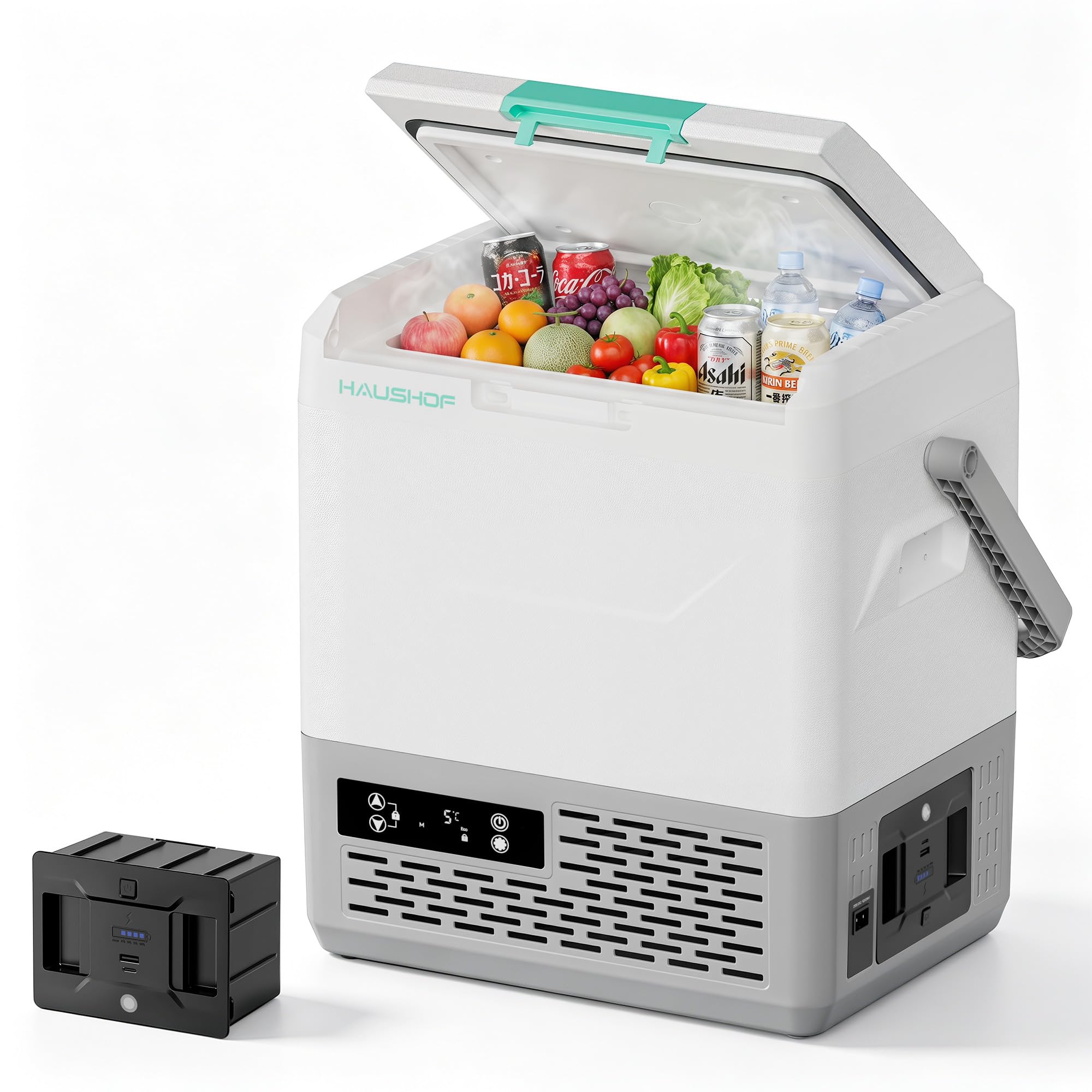 Amazon.co.jp: HAUSHOF ポータブル冷蔵庫 車載冷蔵庫 【バッテリー