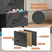 Vista 5 de Sweetcrispy Cómoda para dormitorio, cómoda de tela con 8 cajones, cómoda alta doble, cómoda con cajones para armario, sala de estar, marco de acero