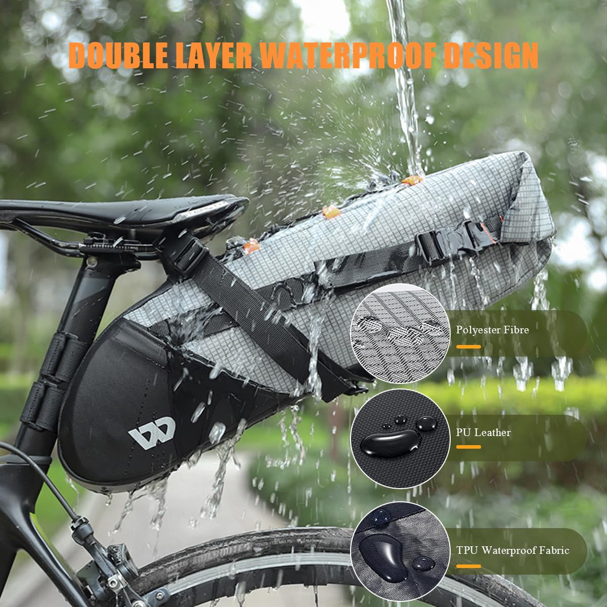 Bolsa Bicicleta, Sillin Bolsa Expandible, 10L Gran Capacidad, Diseño Impermeable para MTB