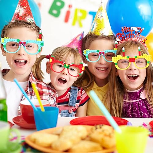 Miniatura 4 de Fowecelt 12 Pcs Building Bricks Glasses Building Blocks Games for Kids Birthday Party Favors Supplies, Boys Girls Carnival Party Games